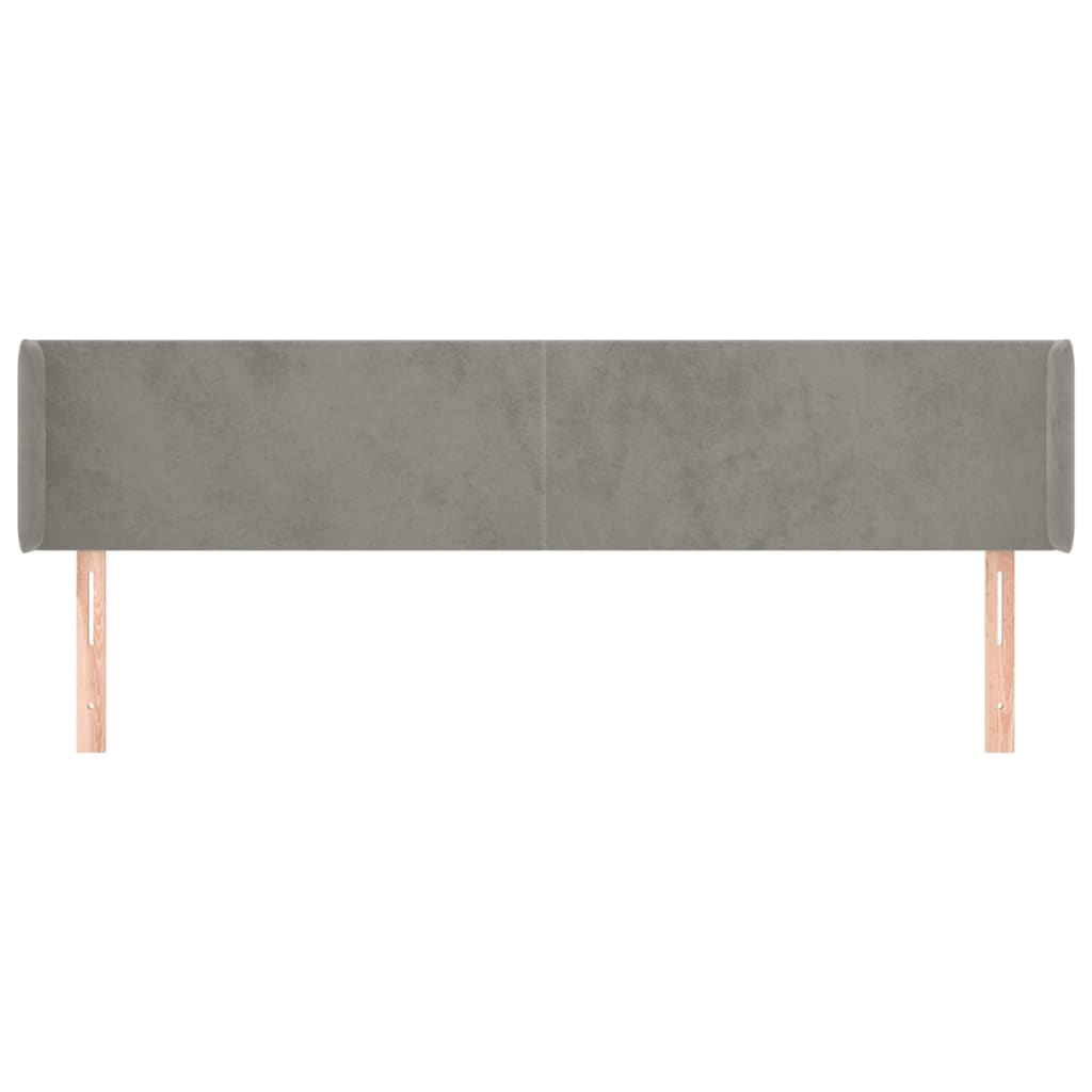 sengegavl med kanter 163x16x78/88 cm fløjl lysegrå