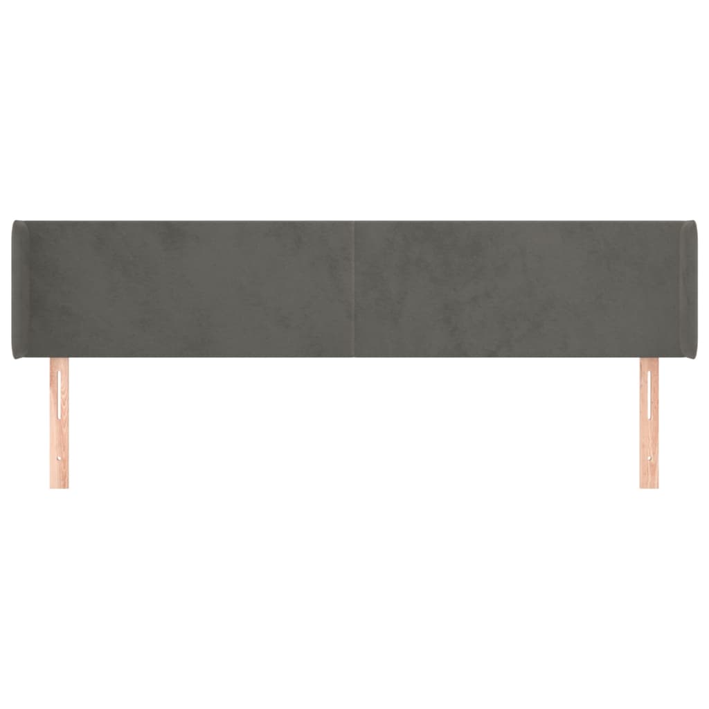sengegavl med kanter 163x16x78/88 cm fløjl mørkegrå