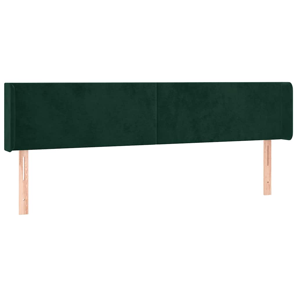 sengegavl med kanter 163x16x78/88 cm fløjl mørkegrøn