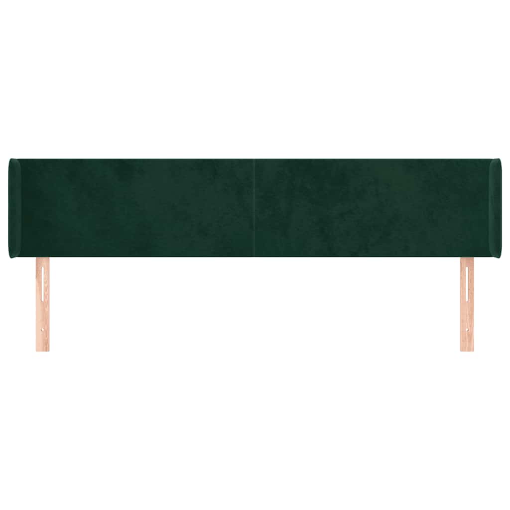 sengegavl med kanter 163x16x78/88 cm fløjl mørkegrøn