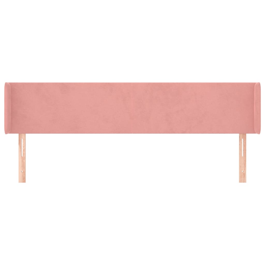 sengegavl med kanter 163x16x78/88 cm fløjl lyserød