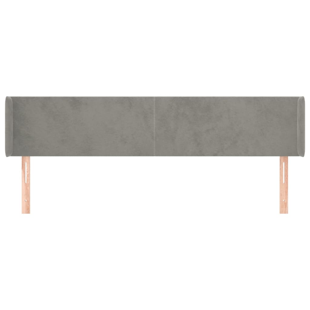 sengegavl med kanter 183x16x78/88 cm fløjl lysegrå