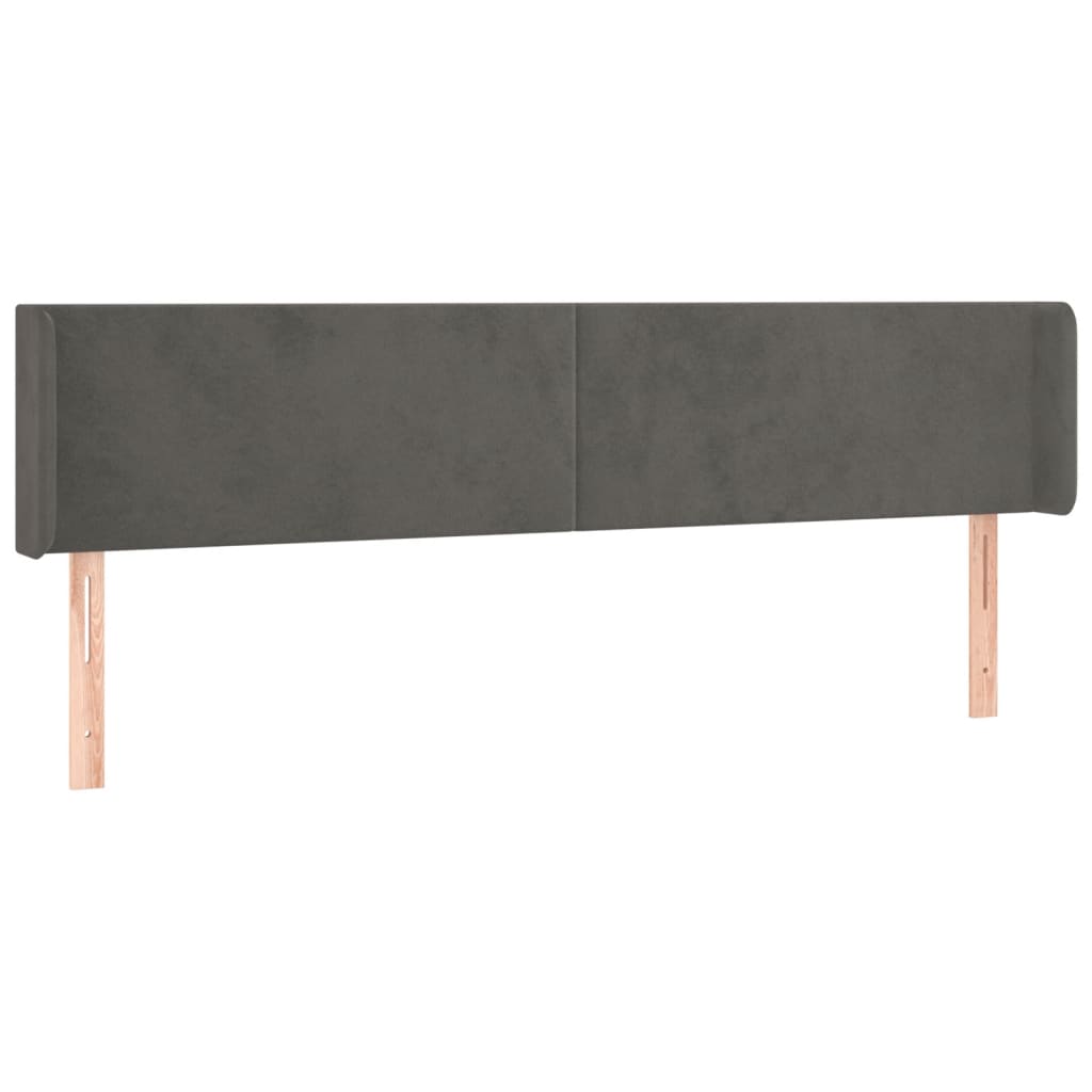 sengegavl med kanter 183x16x78/88 cm fløjl mørkegrå
