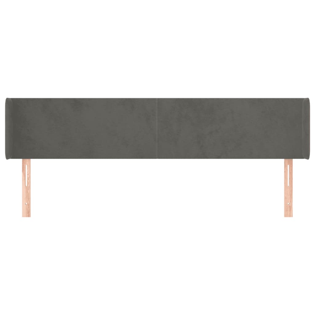 sengegavl med kanter 183x16x78/88 cm fløjl mørkegrå