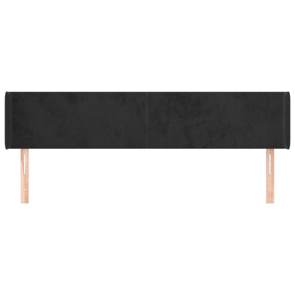 sengegavl med kanter 183x16x78/88 cm fløjl sort