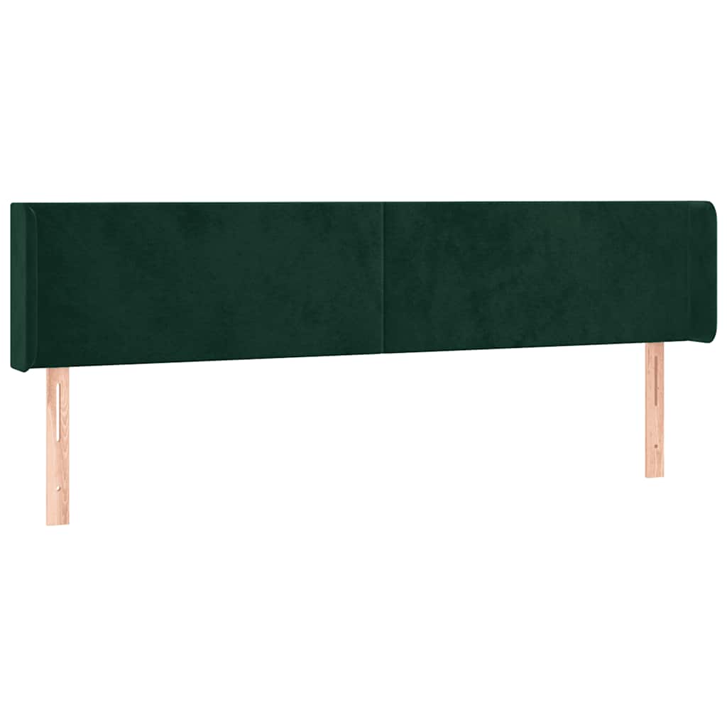 sengegavl med kanter 183x16x78/88 cm fløjl mørkegrøn