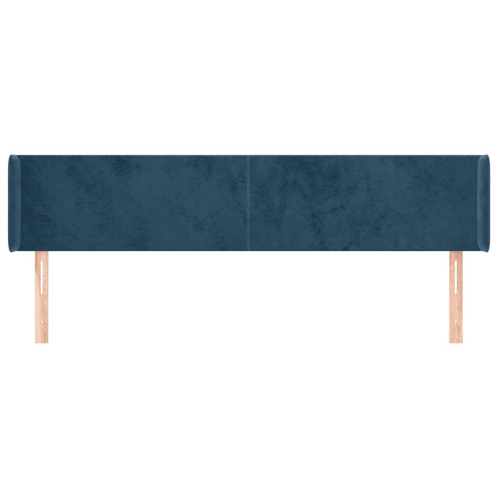 sengegavl med kanter 183x16x78/88 cm fløjl mørkeblå