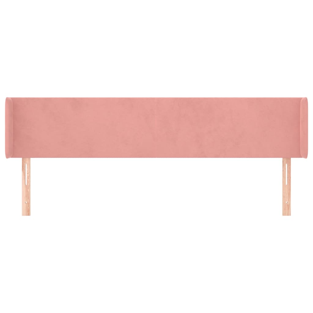 sengegavl med kanter 183x16x78/88 cm fløjl lyserød