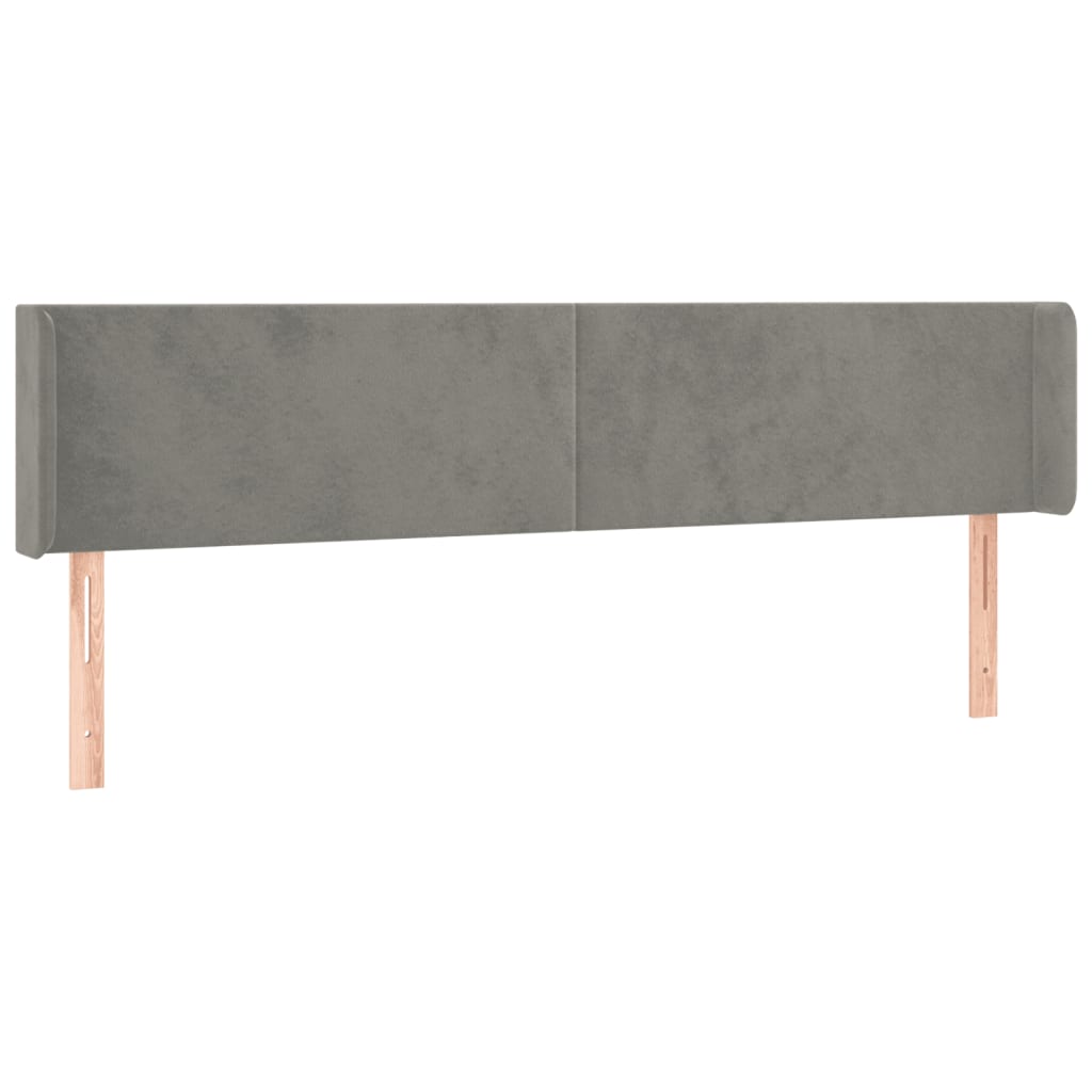 sengegavl med kanter 203x16x78/88 cm fløjl lysegrå
