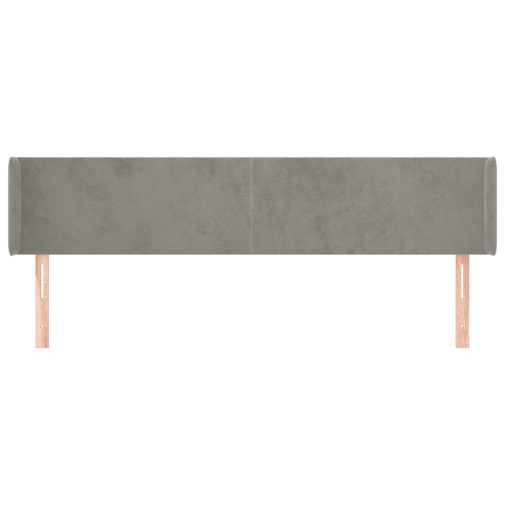 sengegavl med kanter 203x16x78/88 cm fløjl lysegrå