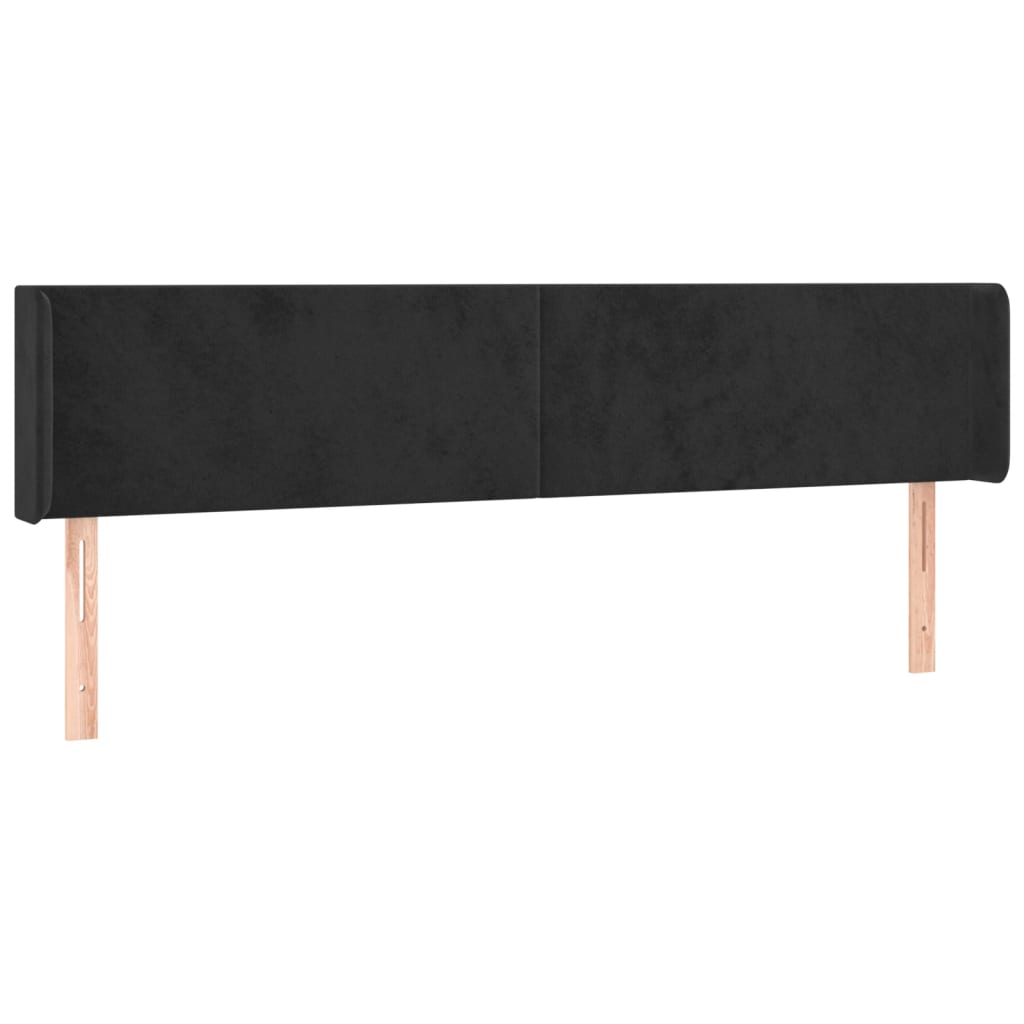 sengegavl med kanter 203x16x78/88 cm fløjl sort