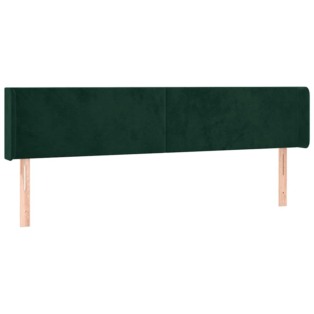 sengegavl med kanter 203x16x78/88 cm fløjl mørkegrøn
