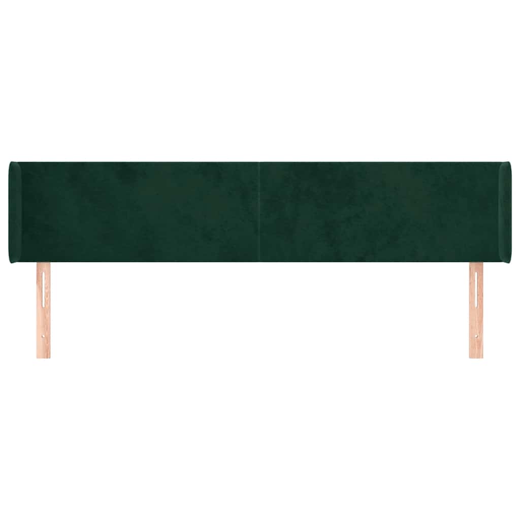sengegavl med kanter 203x16x78/88 cm fløjl mørkegrøn