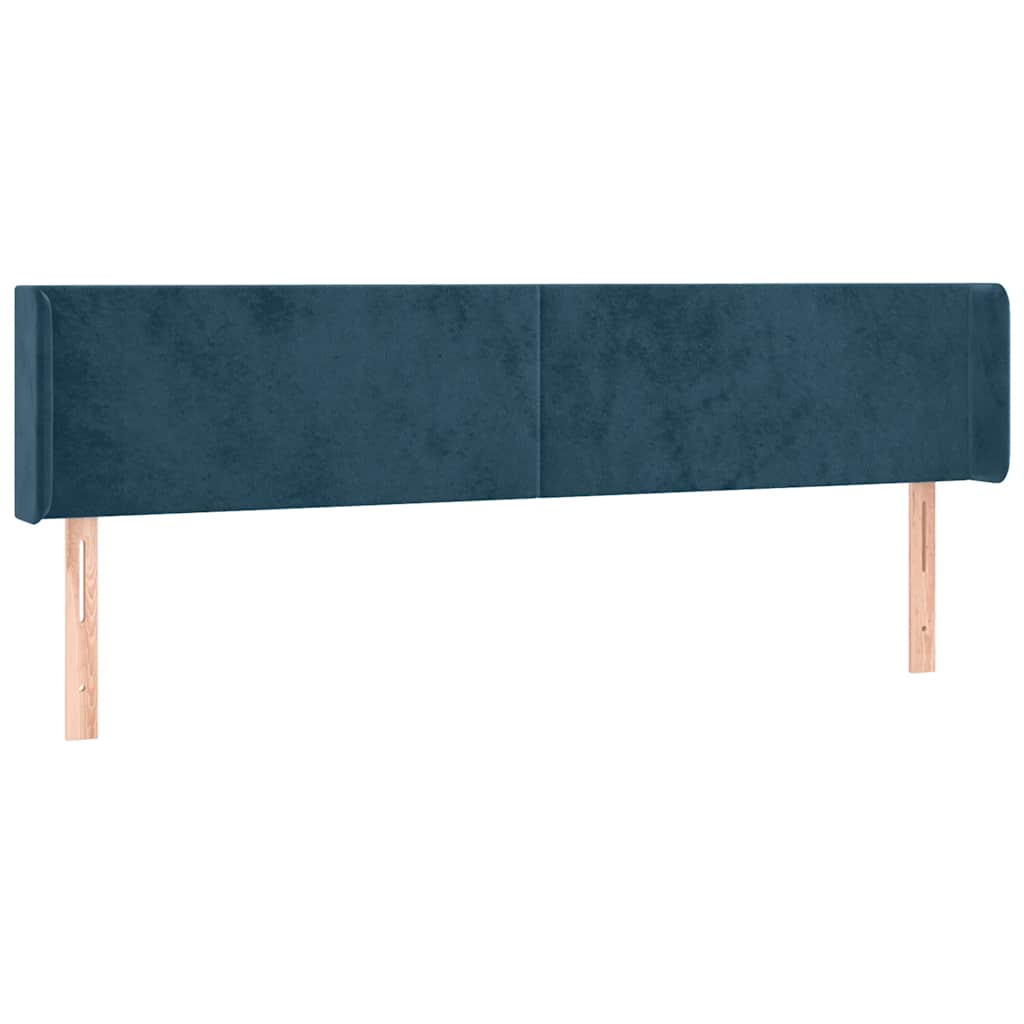 sengegavl med kanter 203x16x78/88 cm fløjl mørkeblå