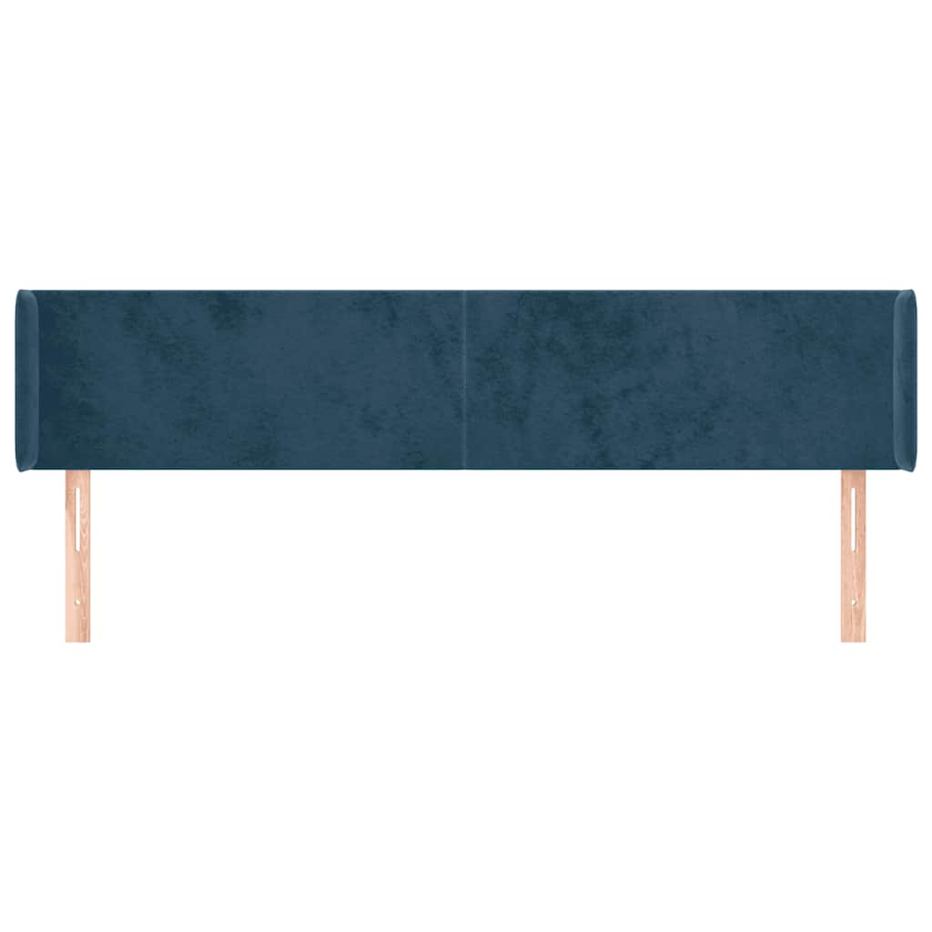 sengegavl med kanter 203x16x78/88 cm fløjl mørkeblå