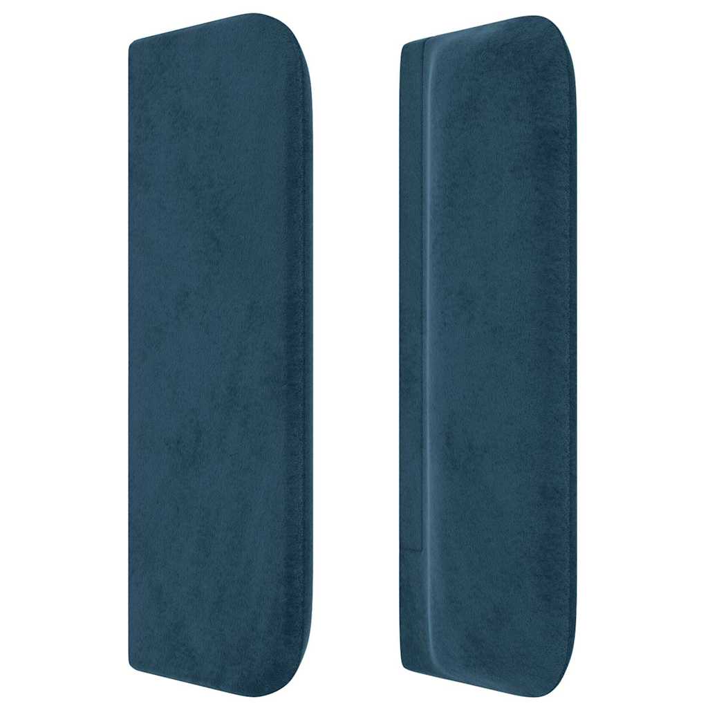 sengegavl med kanter 203x16x78/88 cm fløjl mørkeblå