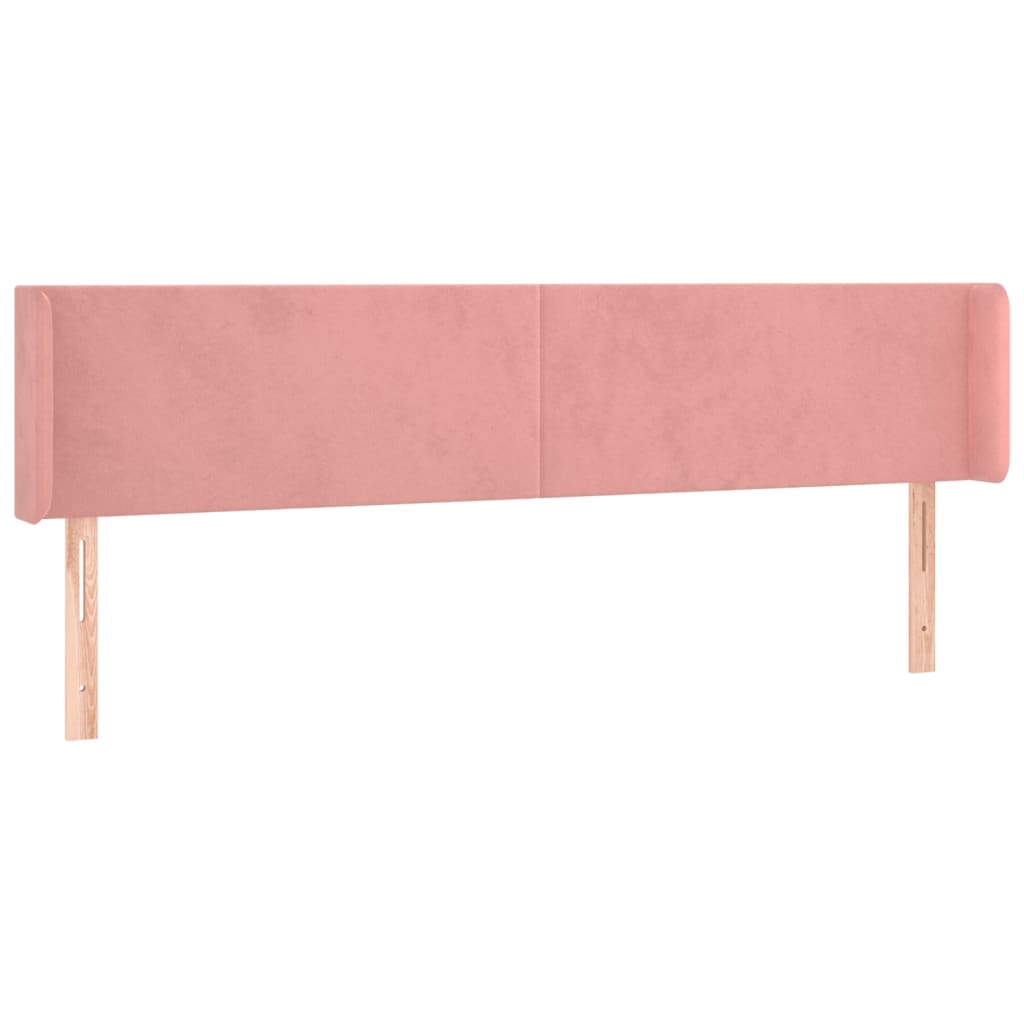 sengegavl med kanter 203x16x78/88 cm fløjl lyserød