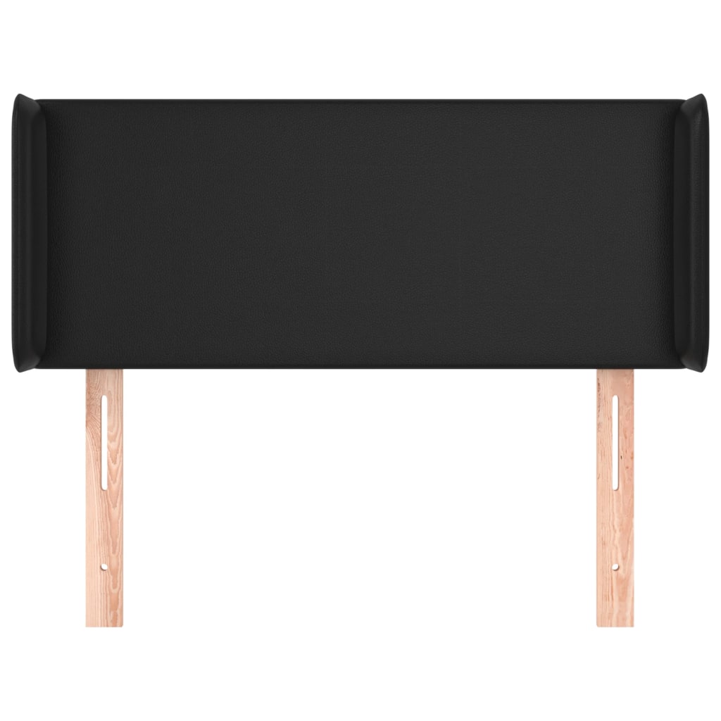 sengegavl med kanter 83x16x78/88 cm kunstlæder sort