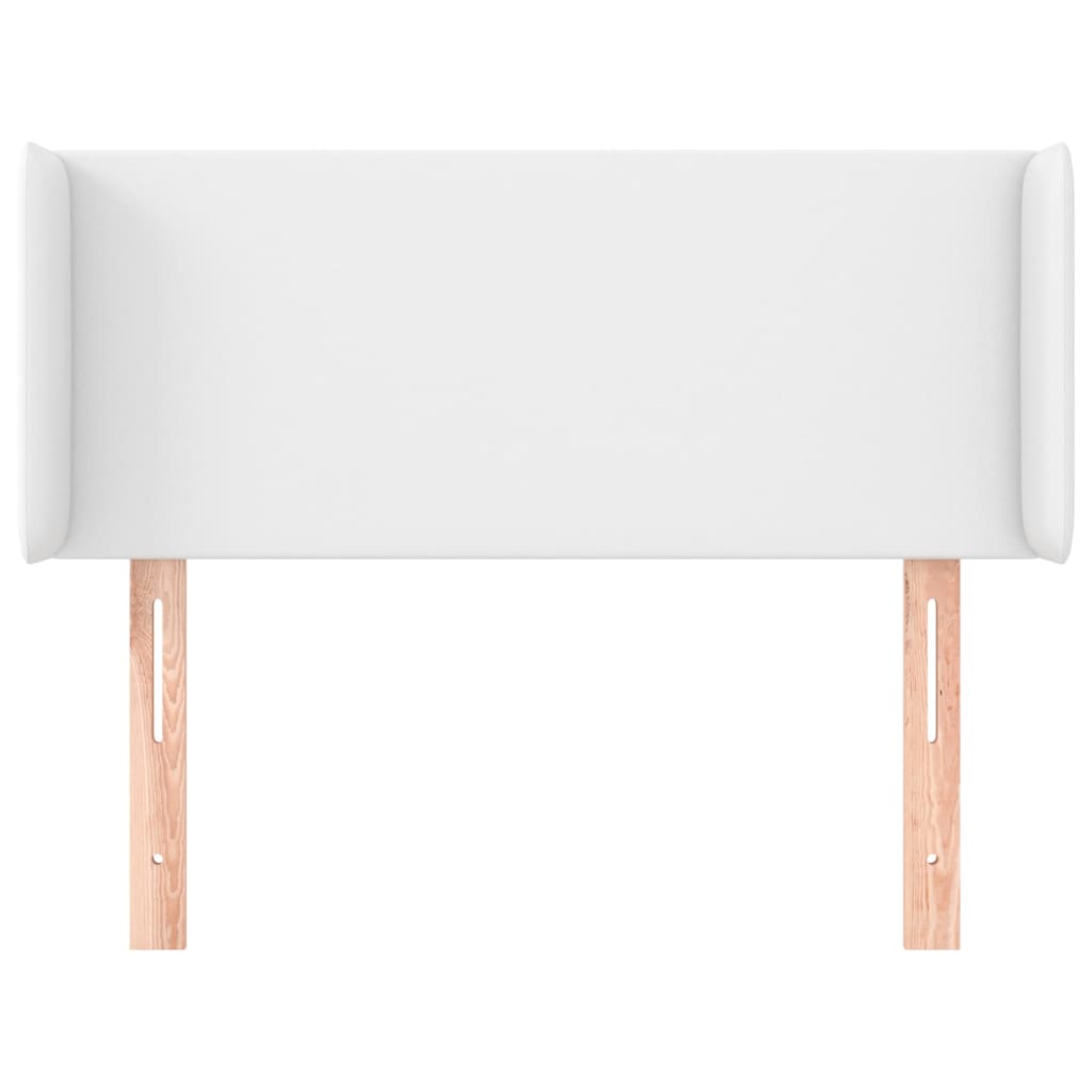 sengegavl med kanter 83x16x78/88 cm kunstlæder hvid