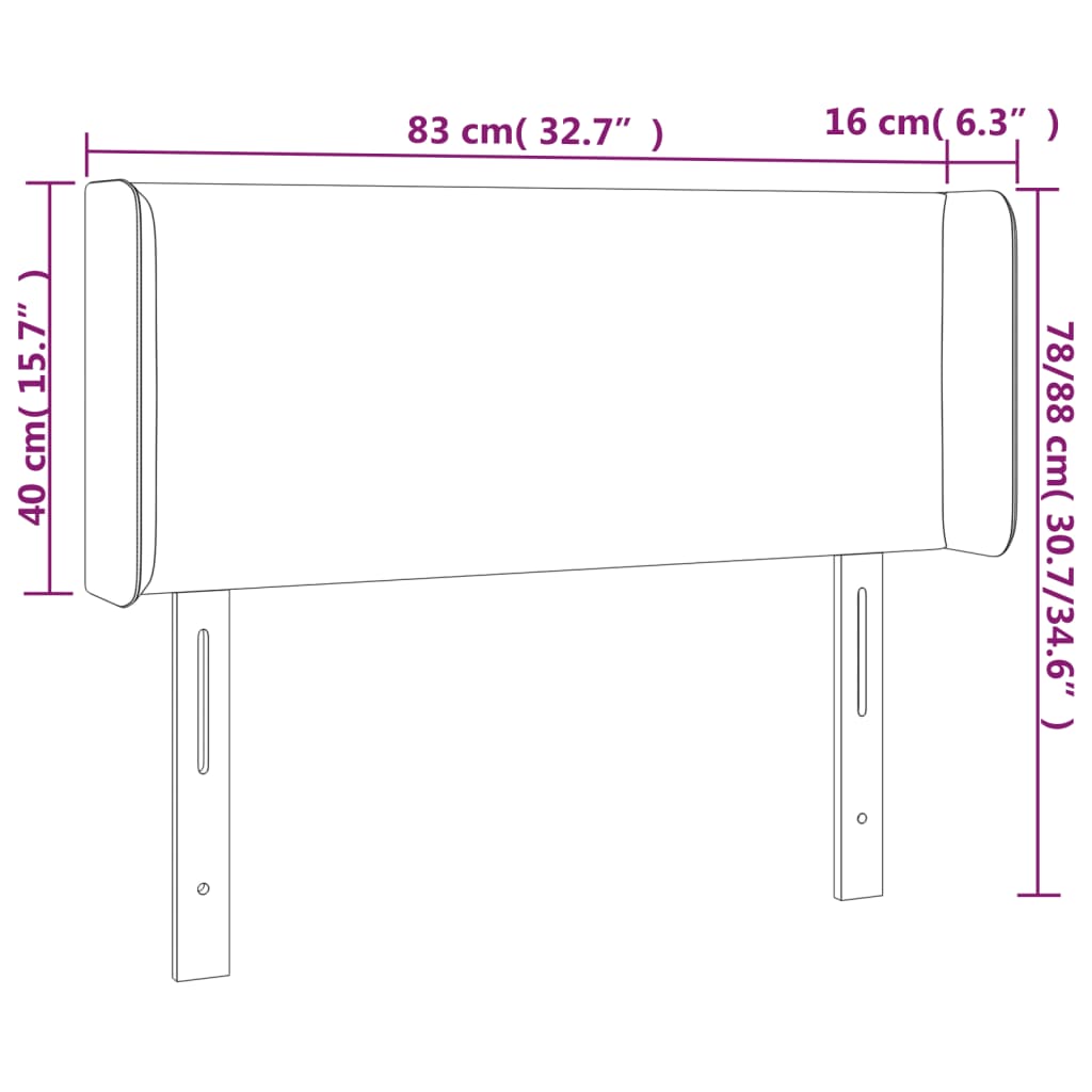 sengegavl med kanter 83x16x78/88 cm kunstlæder hvid