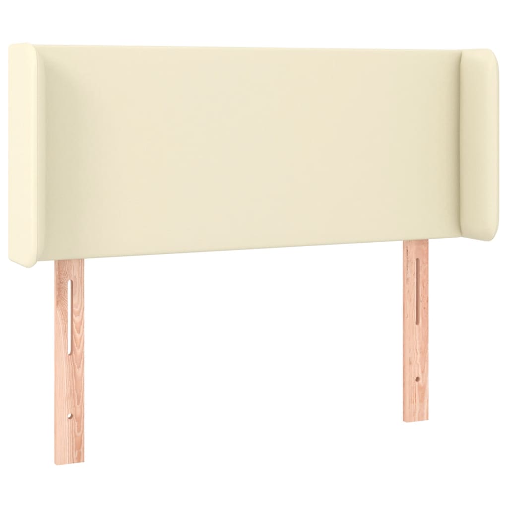 sengegavl med kanter 83x16x78/88 cm kunstlæder cremefarvet