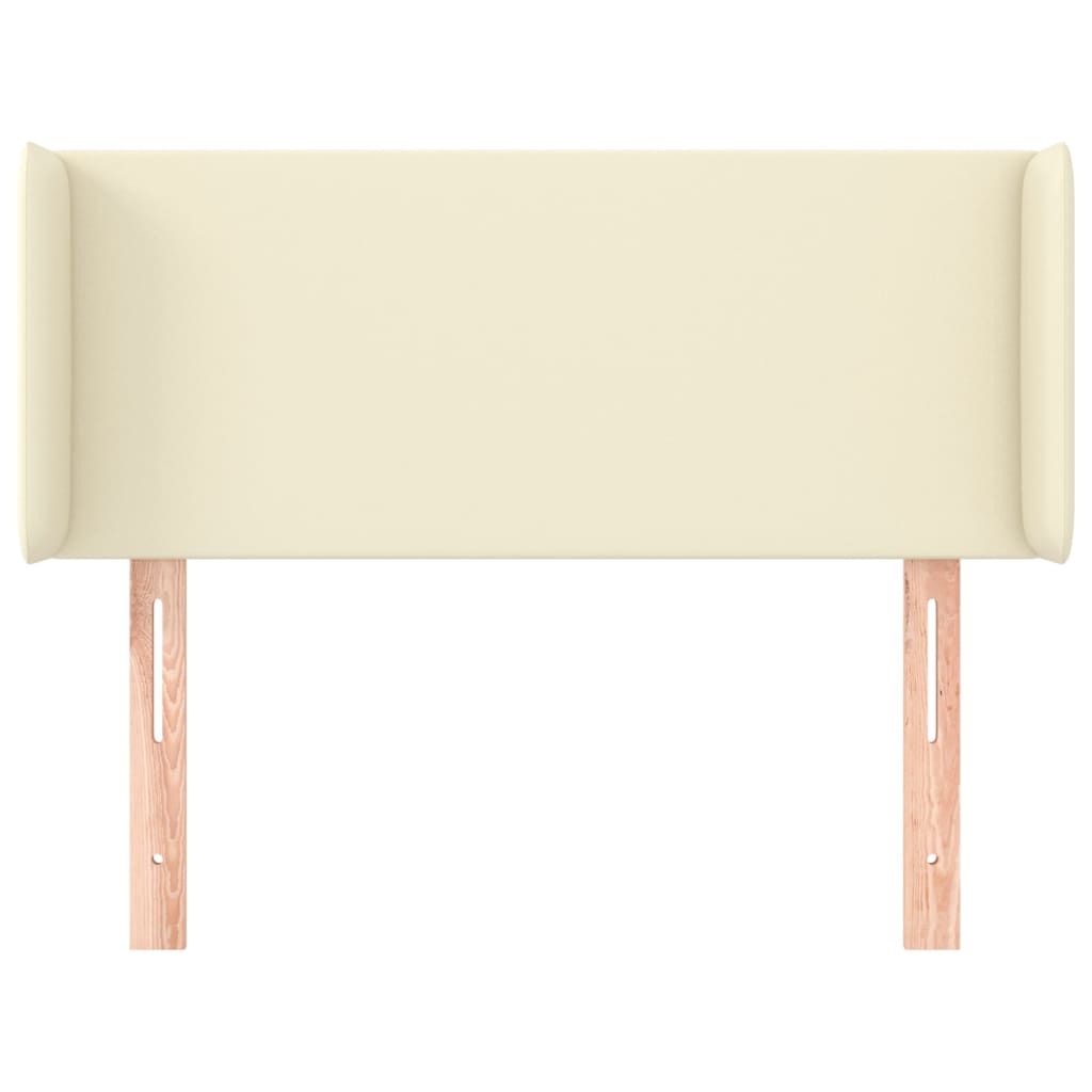 sengegavl med kanter 83x16x78/88 cm kunstlæder cremefarvet
