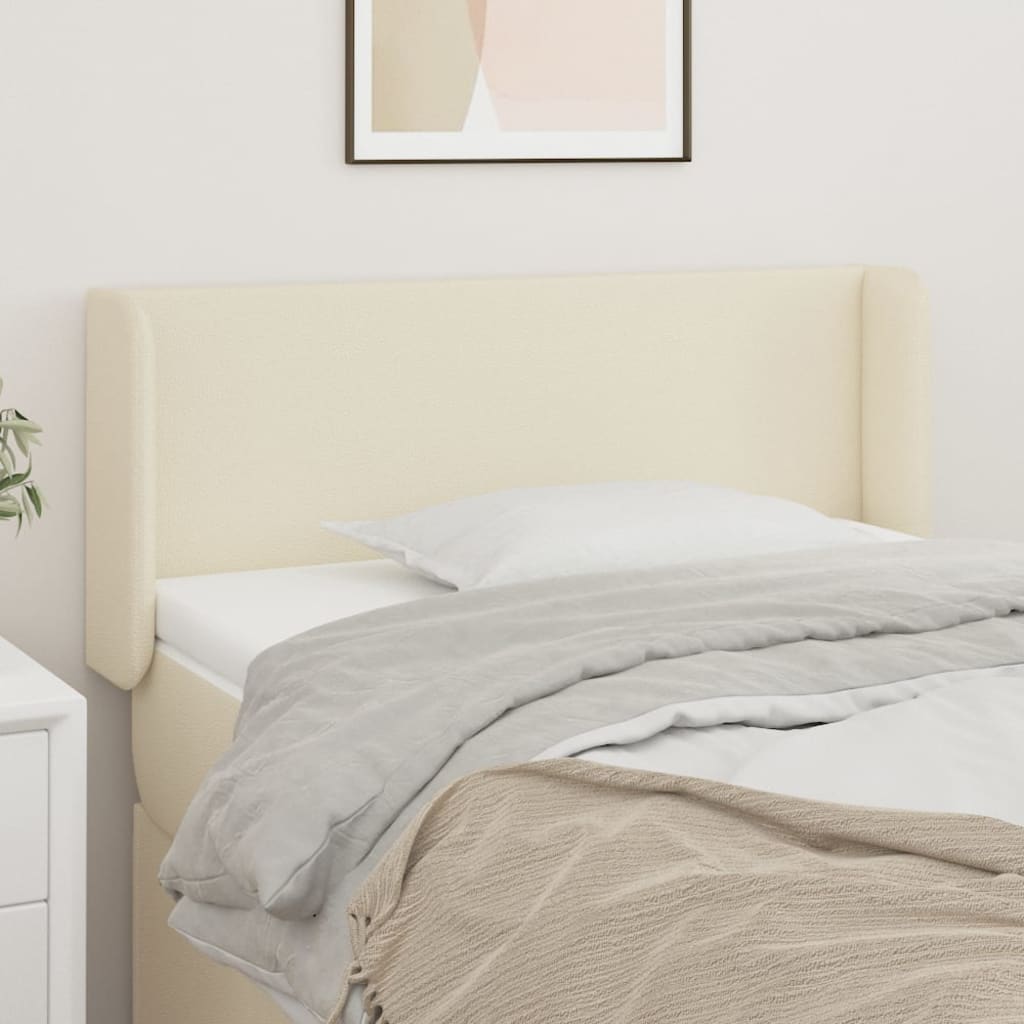 sengegavl med kanter 83x16x78/88 cm kunstlæder cremefarvet