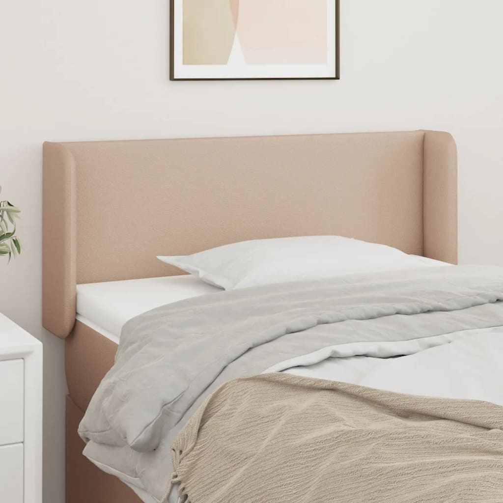sengegavl med kanter 83x16x78/88 cm kunstlæder cappuccino