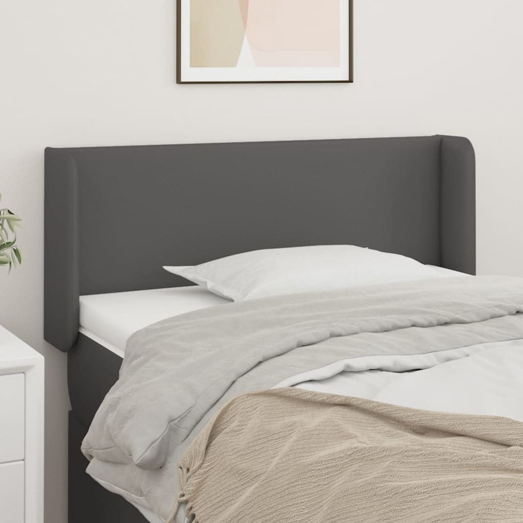 sengegavl med kanter 93x16x78/88 cm kunstlæder grå