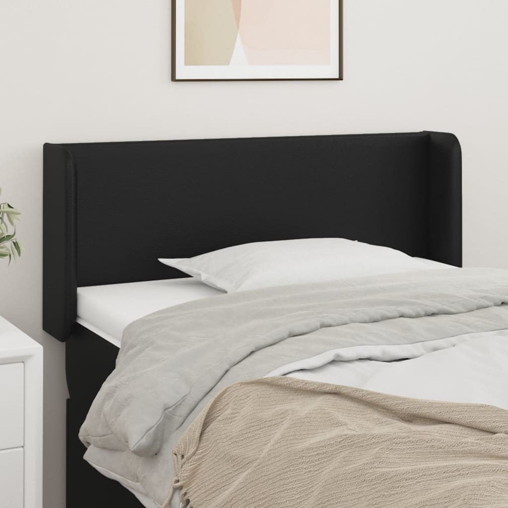 sengegavl med kanter 103x16x78/88 cm kunstlæder sort