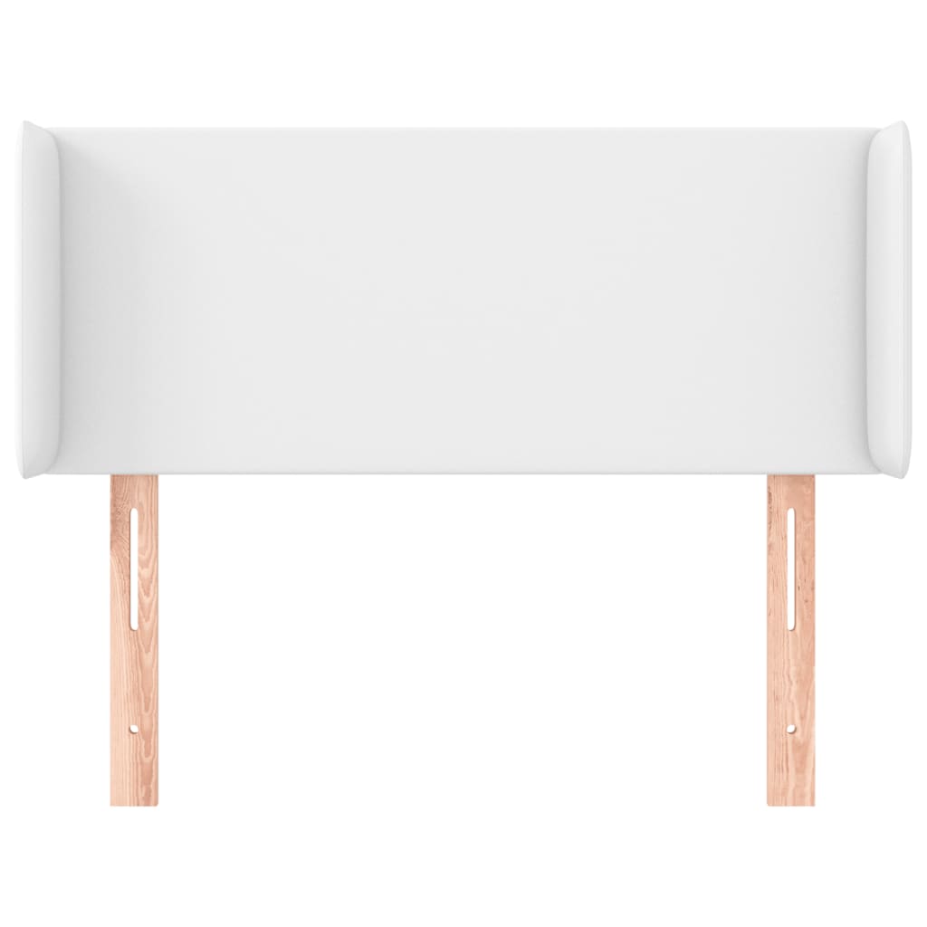 sengegavl med kanter 103x16x78/88 cm kunstlæder hvid