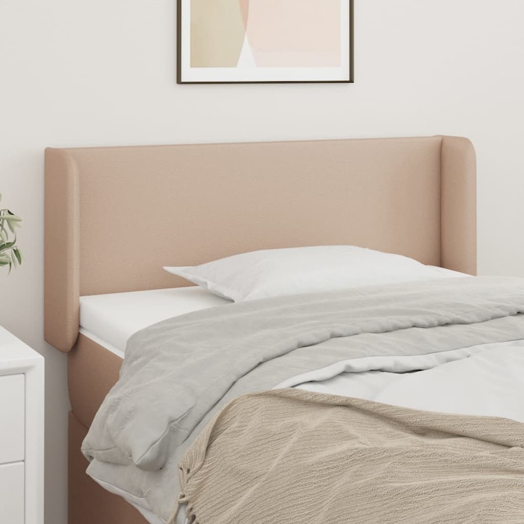 sengegavl med kanter 103x16x78/88 cm kunstlæder cappuccino