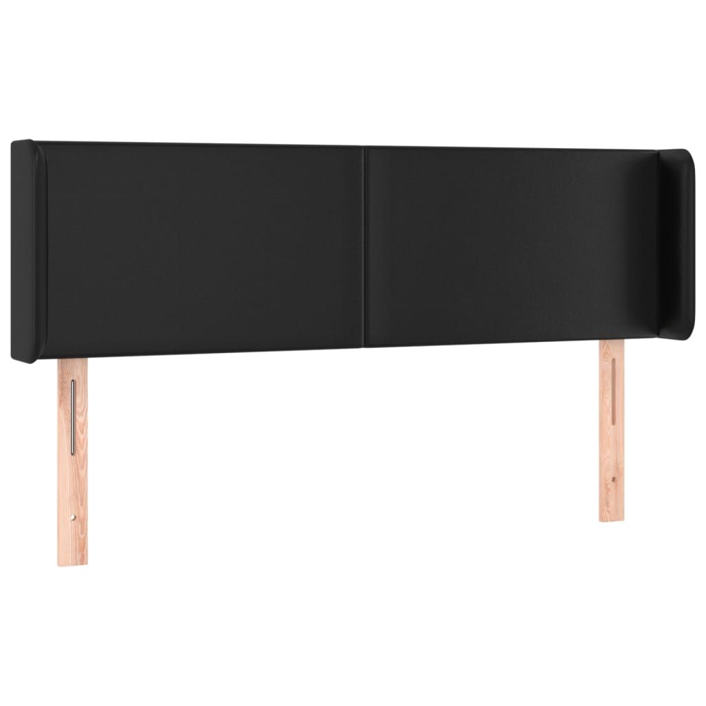 sengegavl med kanter 147x16x78/88 cm kunstlæder sort