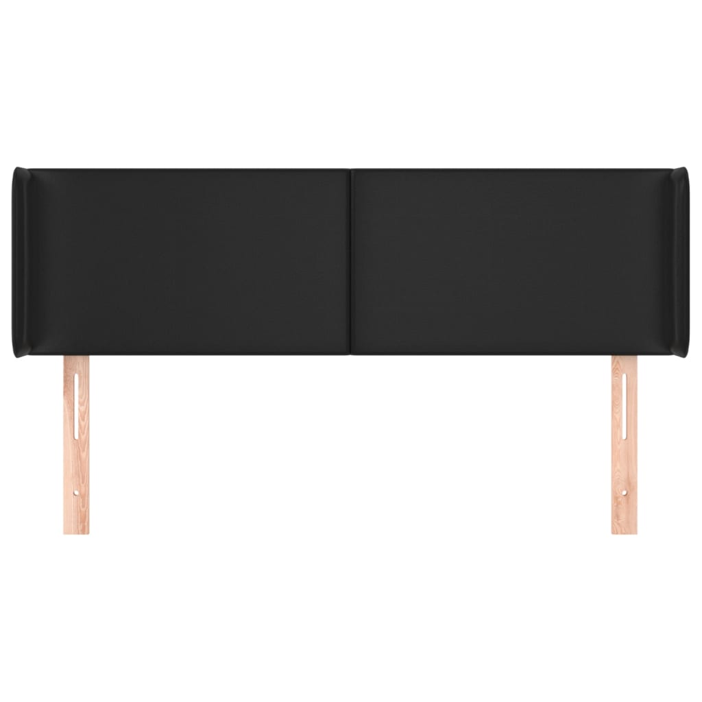 sengegavl med kanter 147x16x78/88 cm kunstlæder sort