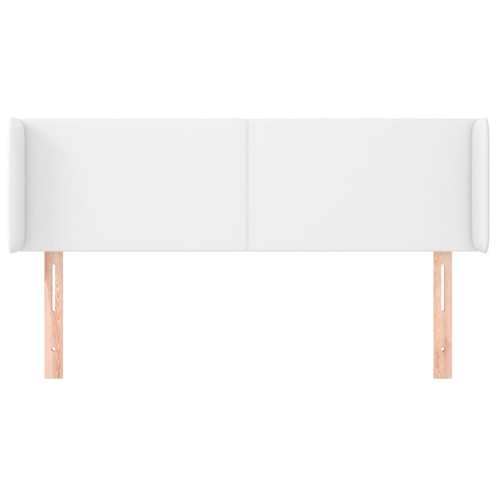 sengegavl med kanter 147x16x78/88 cm kunstlæder hvid