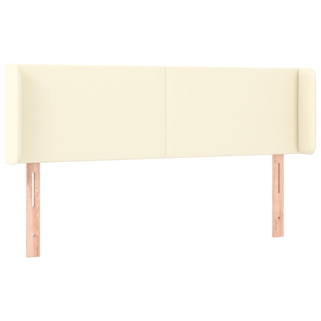 sengegavl med kanter 147x16x78/88 cm kunstlæder cremefarvet