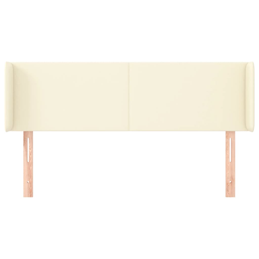 sengegavl med kanter 147x16x78/88 cm kunstlæder cremefarvet