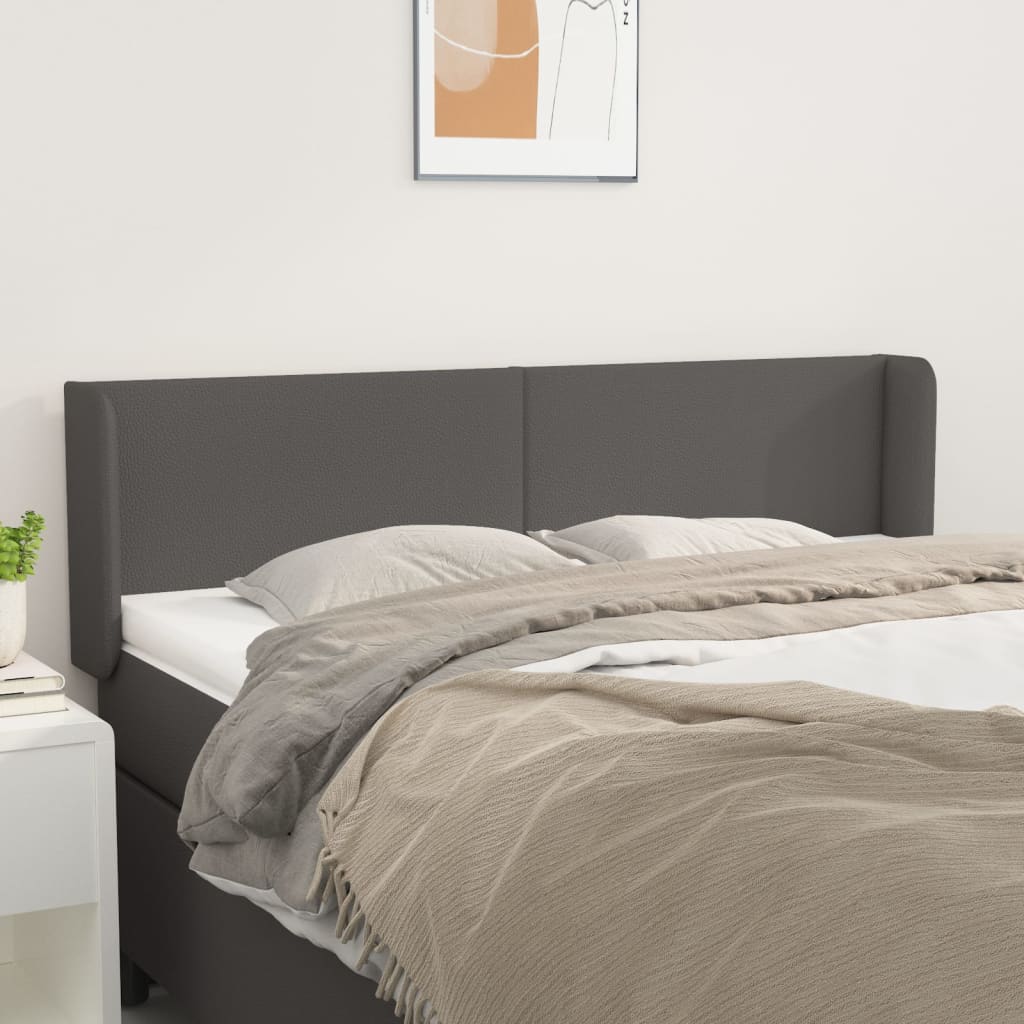 sengegavl med kanter 147x16x78/88 cm kunstlæder grå