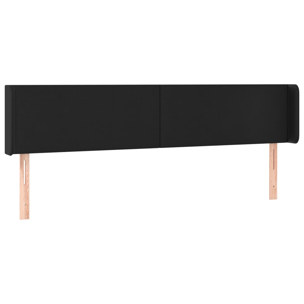 sengegavl med kanter 163x16x78/88 cm kunstlæder sort