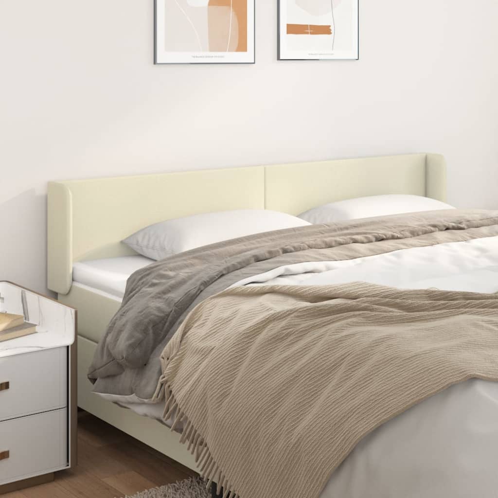 sengegavl med kanter 183x16x78/88 cm kunstlæder cremefarvet