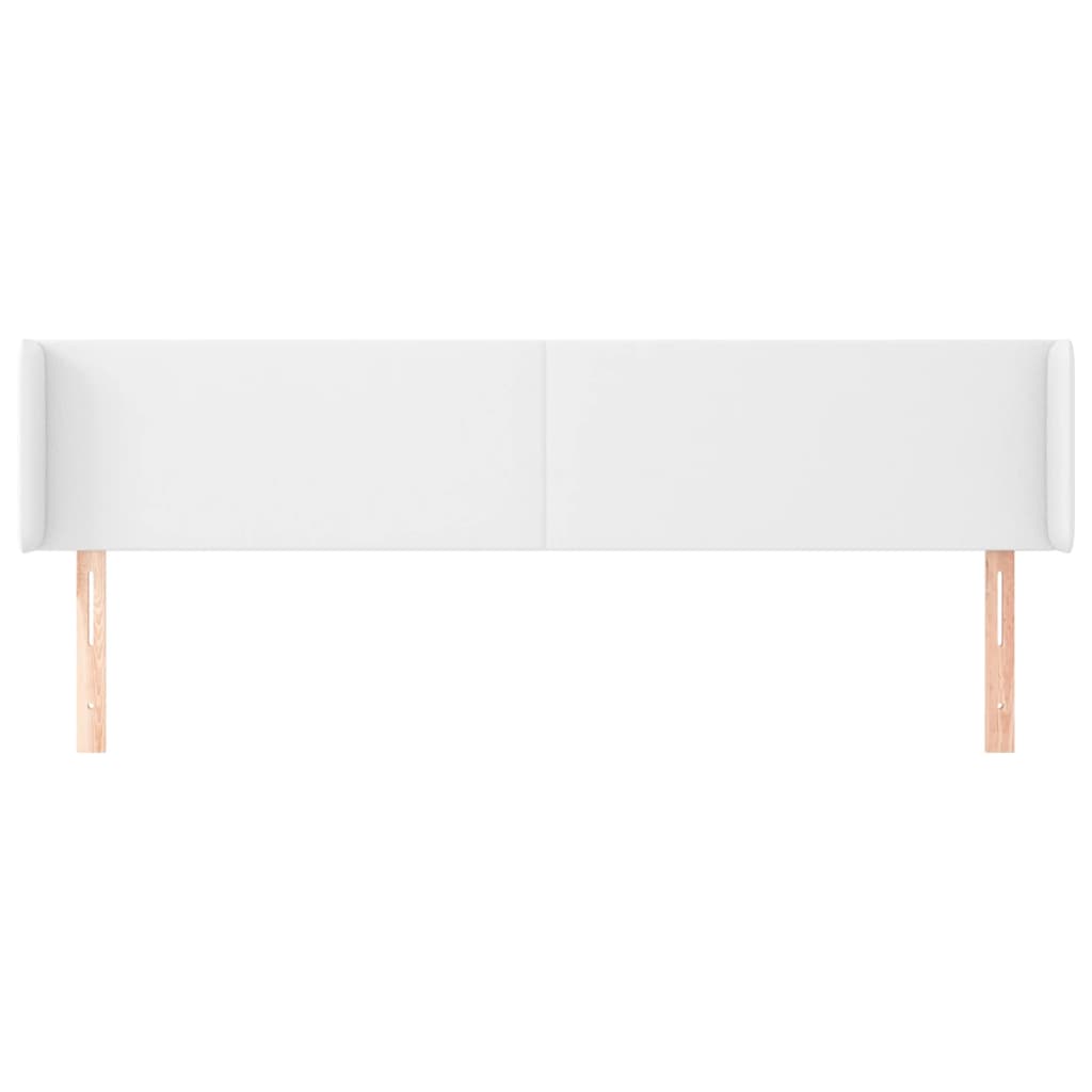 sengegavl med kanter 203x16x78/88 cm kunstlæder hvid