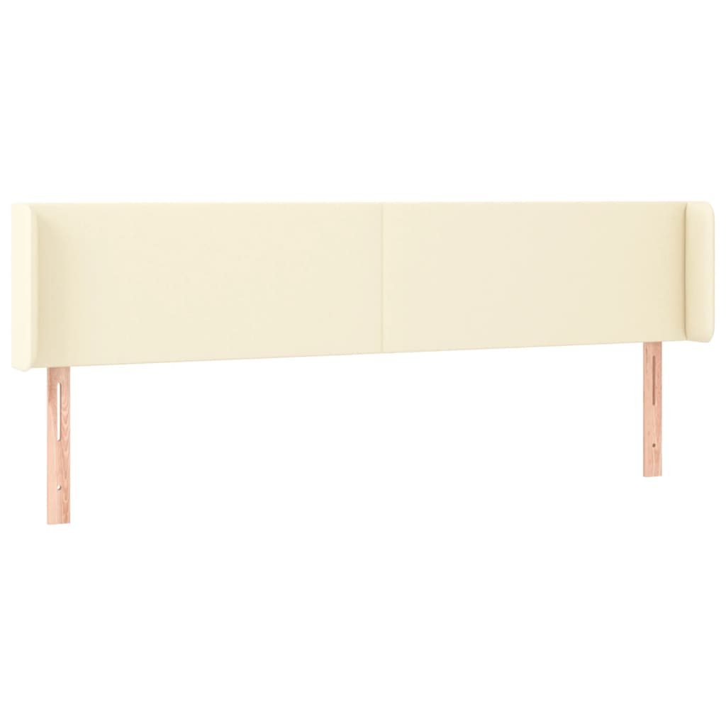 sengegavl med kanter 203x16x78/88 cm kunstlæder cremefarvet