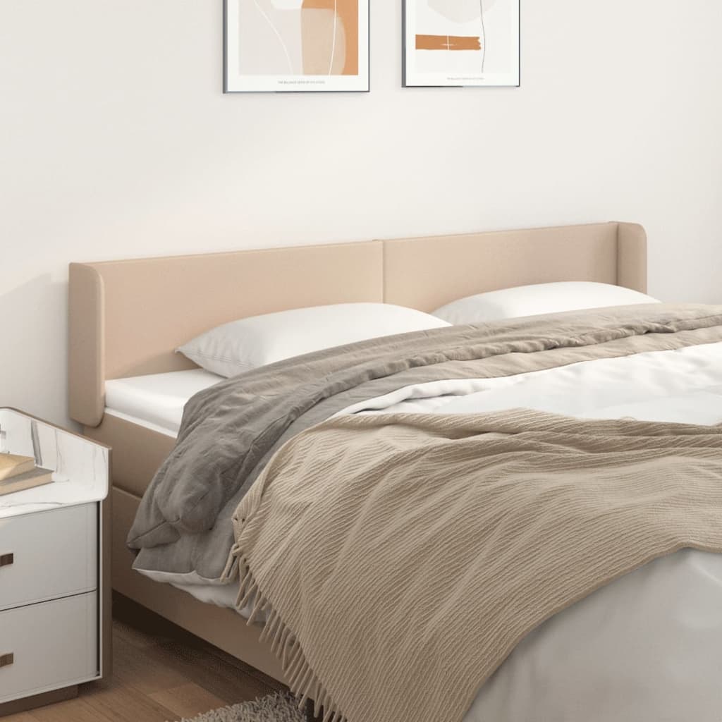sengegavl med kanter 203x16x78/88 cm kunstlæder cappuccino
