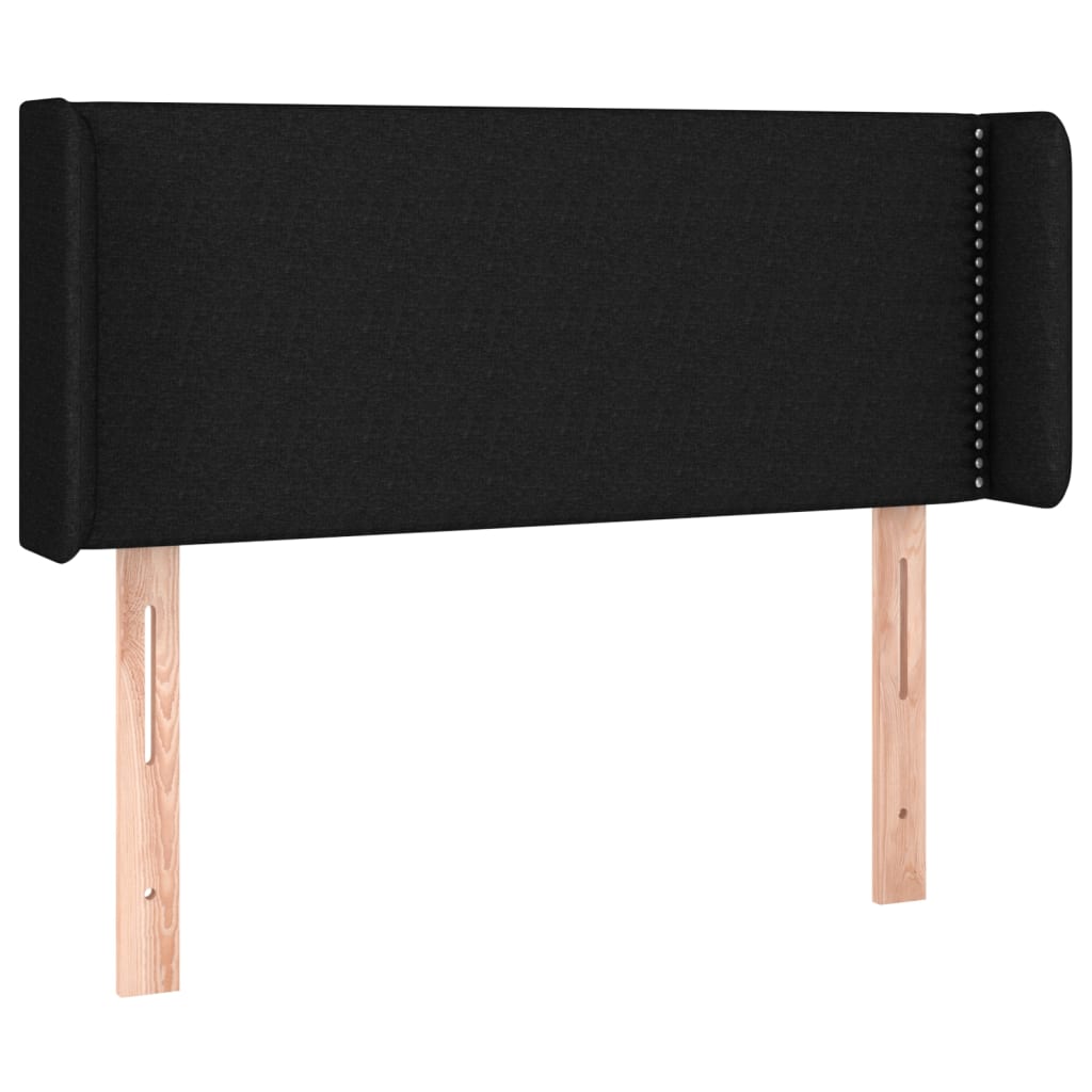 sengegavl med kanter 83x16x78/128 cm stof sort
