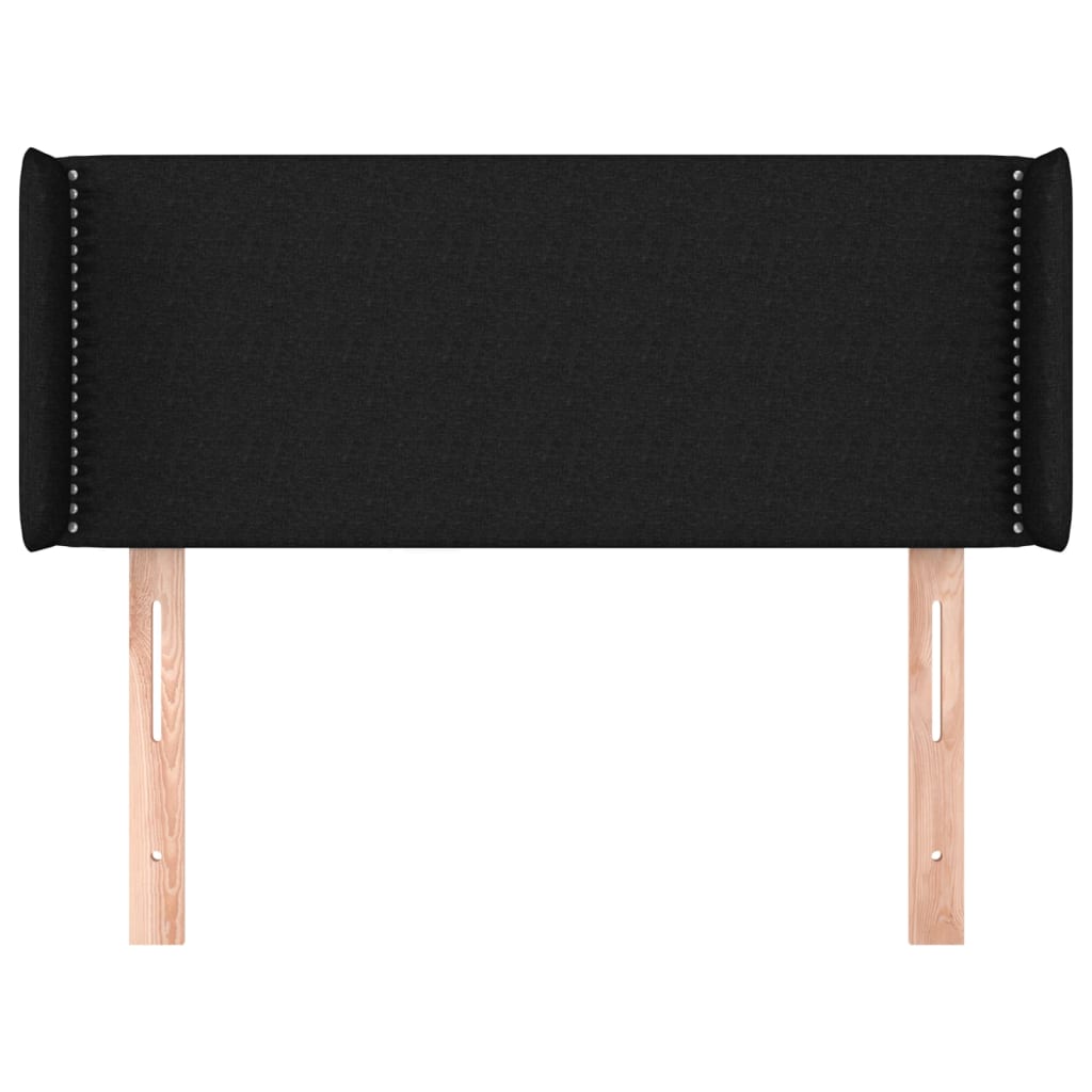 sengegavl med kanter 83x16x78/128 cm stof sort