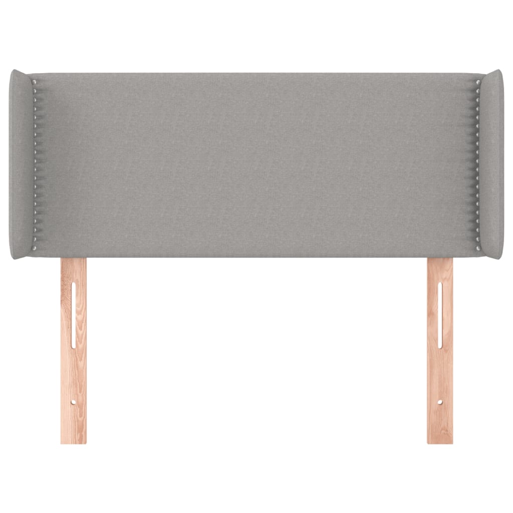 sengegavl med kanter 93x16x78/128 cm stof lysegrå