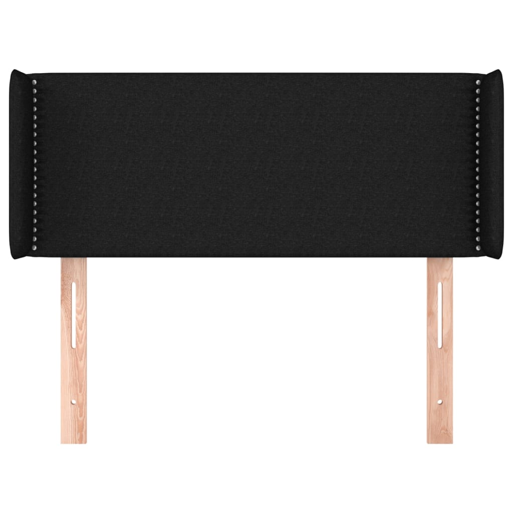 sengegavl med kanter 93x16x78/88 cm stof sort