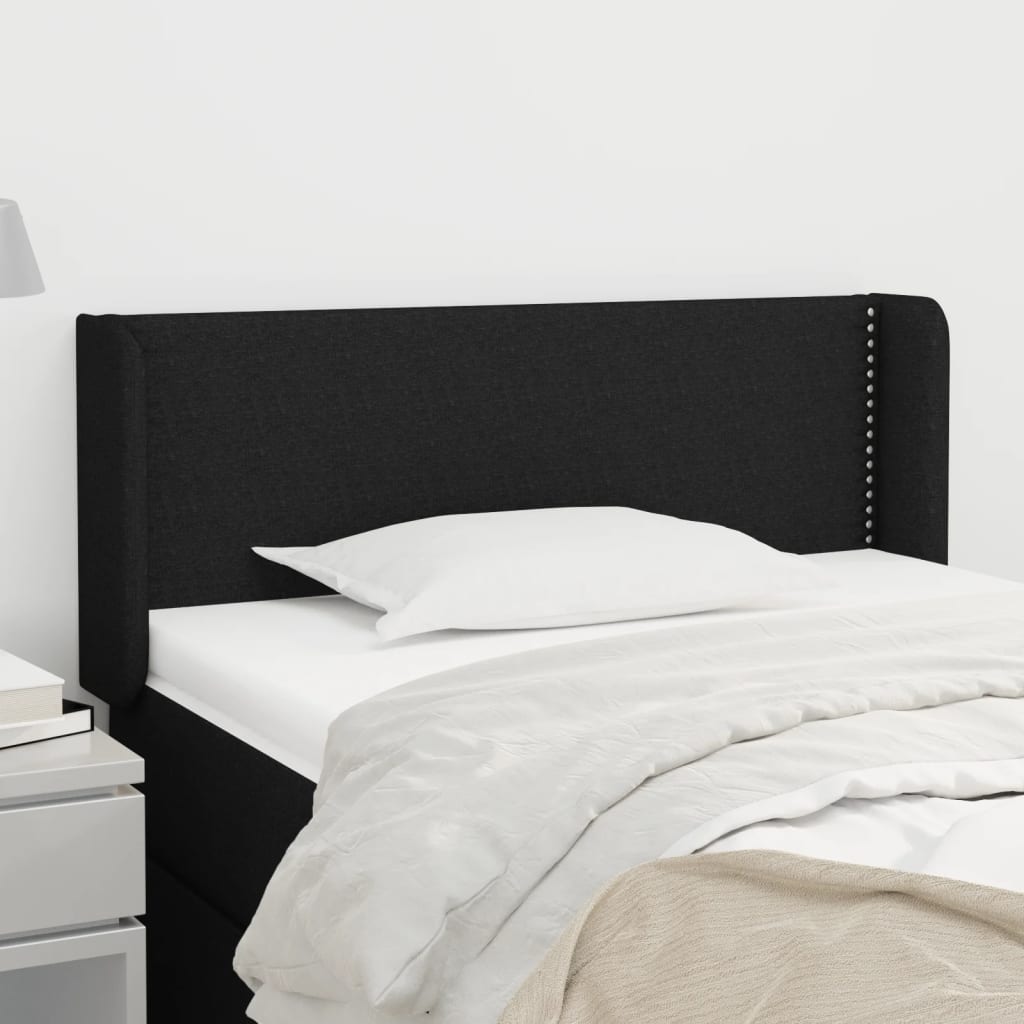 sengegavl med kanter 103x16x78/88 cm stof sort