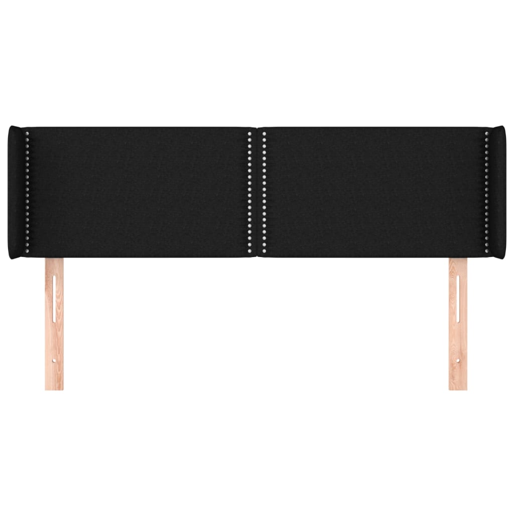 sengegavl med kanter 147x16x78/88 cm stof sort