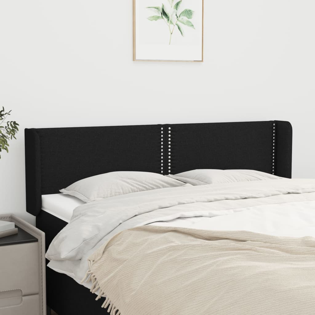 sengegavl med kanter 147x16x78/88 cm stof sort